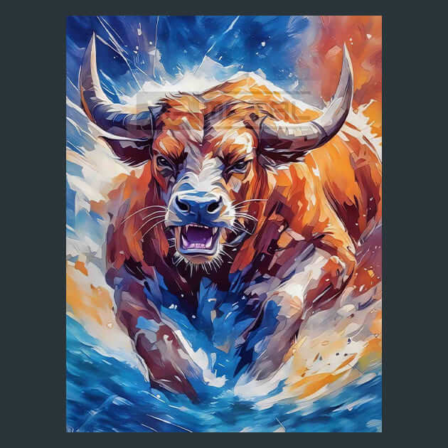Bull Horizon Metal Wall Art and Desktop Mouse Pad by X2Metal