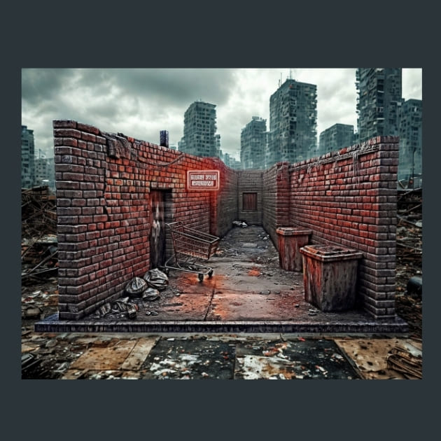 Burned-Out Urban-Zombie Wasteland Metal Wall Art and Desktop Mouse Pad by X2Metal