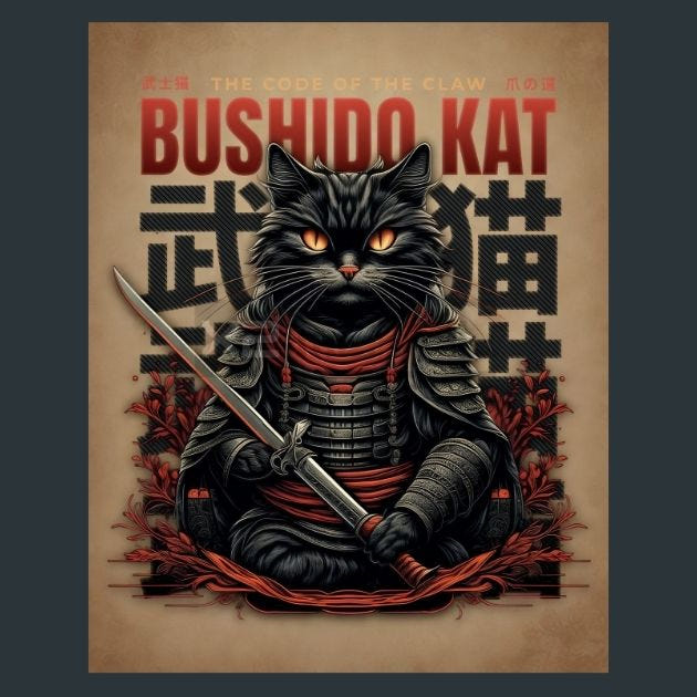 Bushido-Cat-Japan-Samurai-Metal-Print