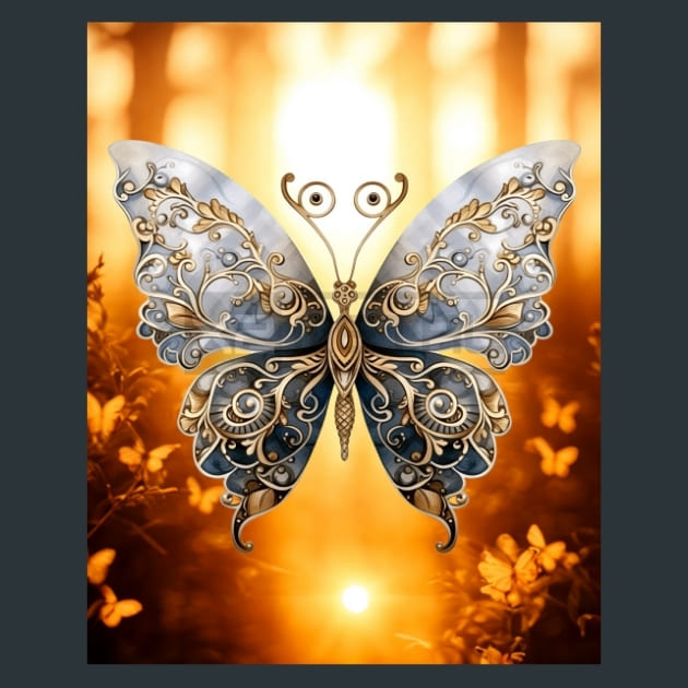 Butterfly 24 Metal Wall Art and Desktop Mouse Pad by X2Metal
