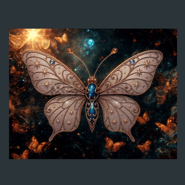 Butterfly Celestial Voyagers Metal Wall Art and Desktop Mouse Pad by X2Metal