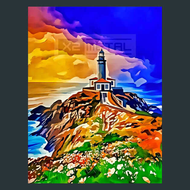 Cabo Vilan Lighthouse Metal Wall Art and Desktop Mouse Pad by X2Metal
