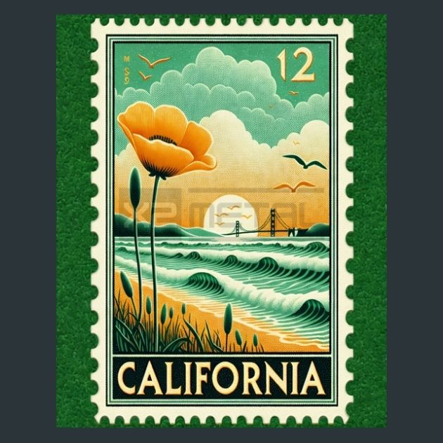 California-Stamp-Metal-Prints
