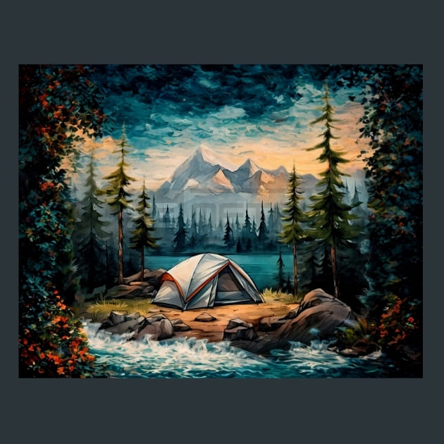 Camping Site 29 Metal Wall Art and Desktop Mouse Pad by X2Metal