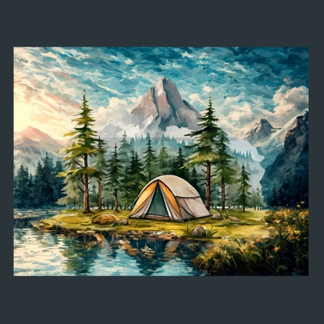 Camping Site 34 Metal Wall Art and Desktop Mouse Pad by X2Metal