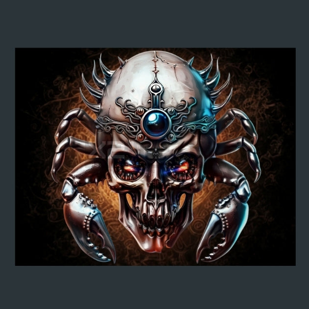 Cancer_Skull-Zodiac-Signs-Skull Metal Wall Art and Desktop Mouse Pad by X2Metal