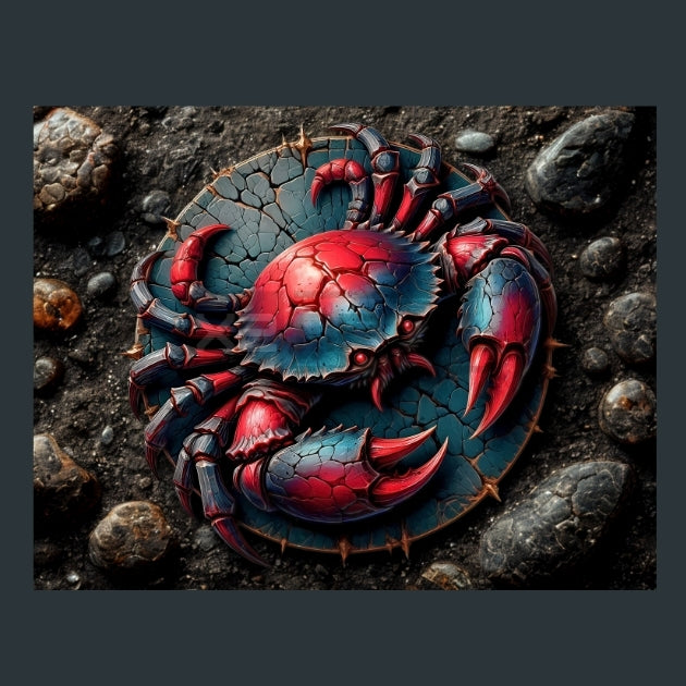 Cancer-Zodiac-Stone-Tablet Metal Wall Art and Desktop Mouse Pad by X2Metal