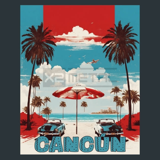 Cancun 3 Mexico Metal Wall Art and Desktop Mouse Pad by X2Metal