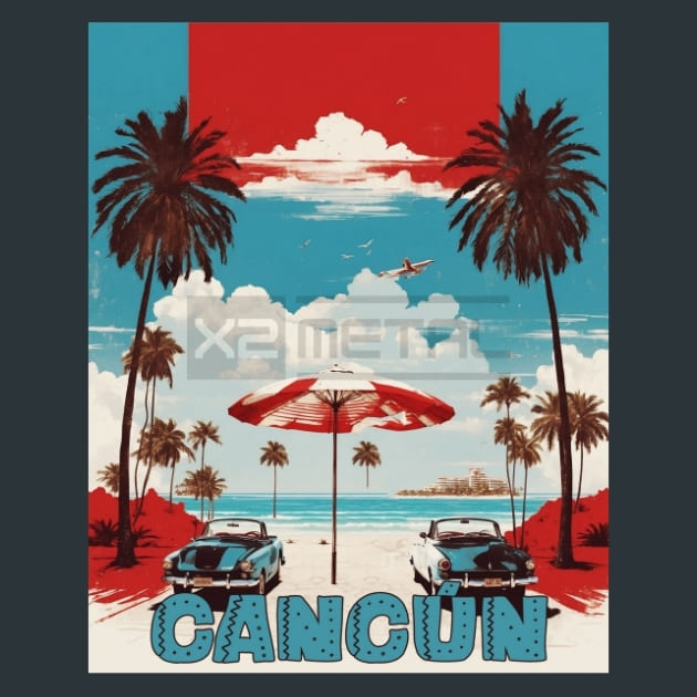 Cancun 3 Mexico Metal Wall Art and Desktop Mouse Pad by X2Metal