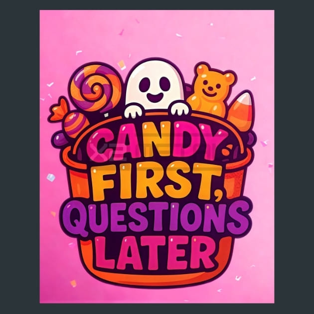 Candy First, Questions Later Metal Wall Art and Desktop Mouse Pad by X2Metal