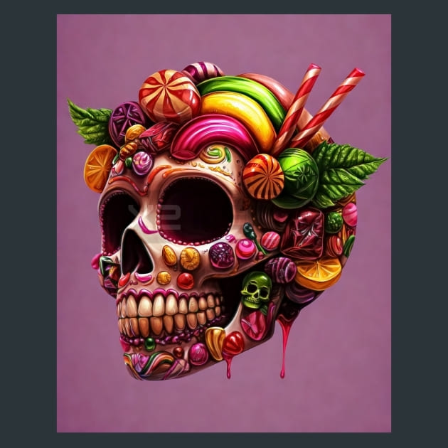 Candy Land Sugar Skull Metal Wall Art and Desktop Mouse Pad by X2Metal