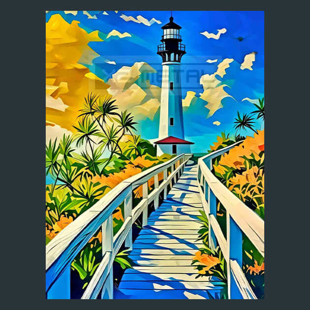 Cape Florida Lighthouse Metal Wall Art and Desktop Mouse Pad by X2Metal