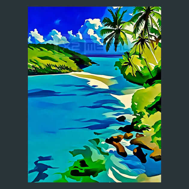 Caribbean Sea Coastline Metal Wall Art and Desktop Mouse Pad by X2Metal