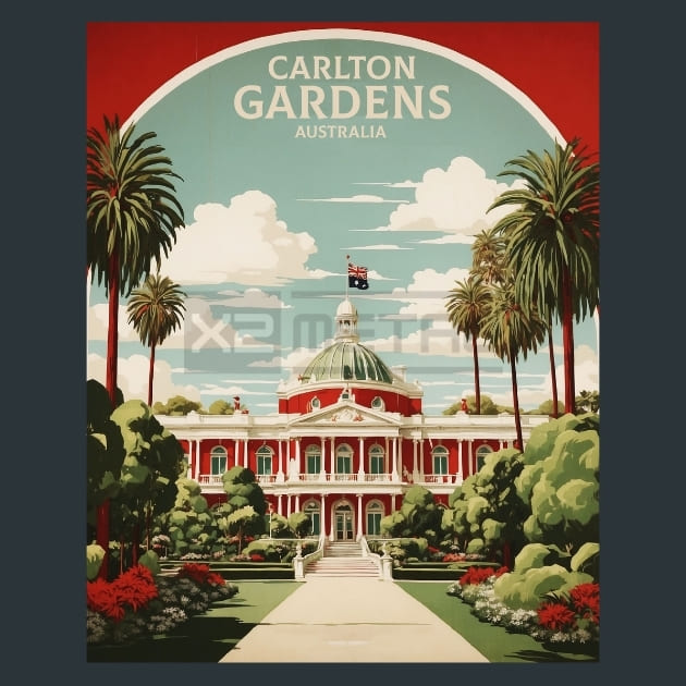 Carlton Gardens Australia Metal Wall Art and Desktop Mouse Pad by X2Metal