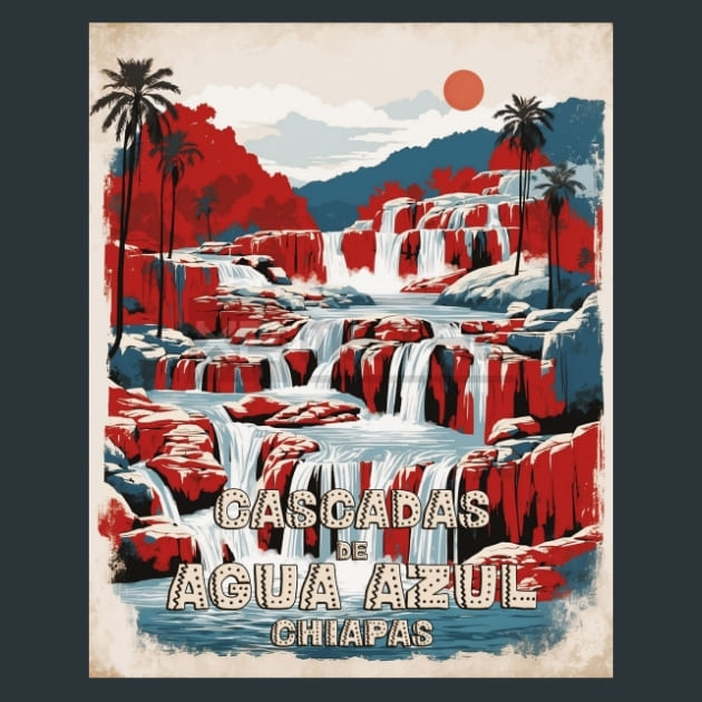 Cascadas de agua azul Mexico Metal Wall Art and Desktop Mouse Pad by X2Metal