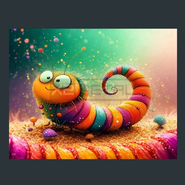 Caterpillar 1 Metal Wall Art and Desktop Mouse Pad by X2Metal