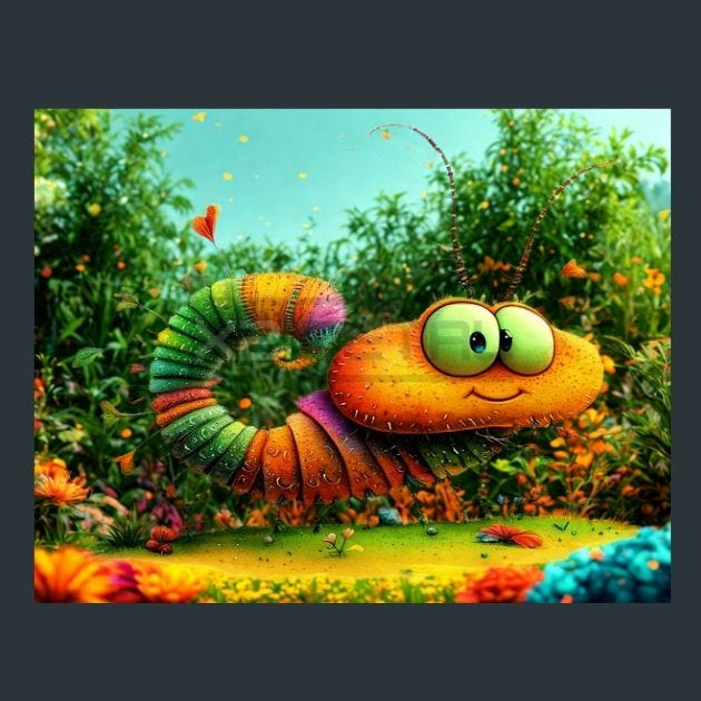 Caterpillar 10 Metal Wall Art and Desktop Mouse Pad by X2Metal