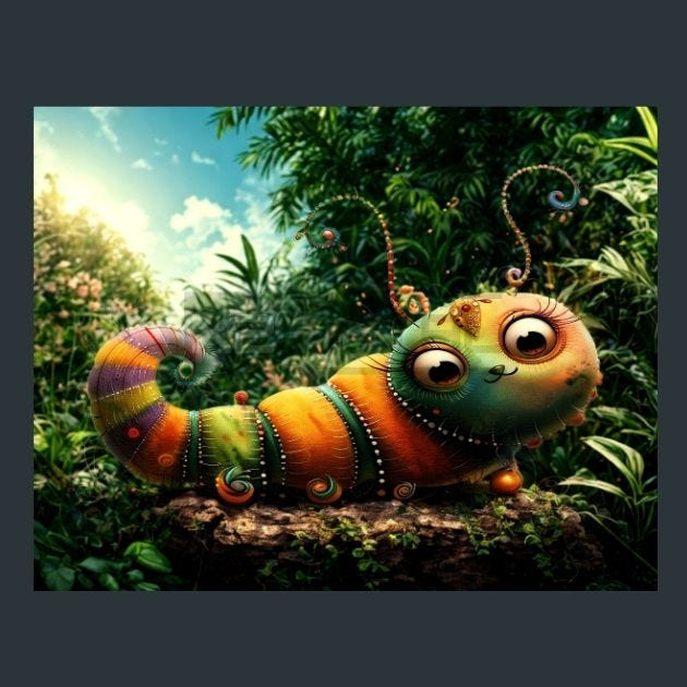 Caterpillar 11 Metal Wall Art and Desktop Mouse Pad by X2Metal
