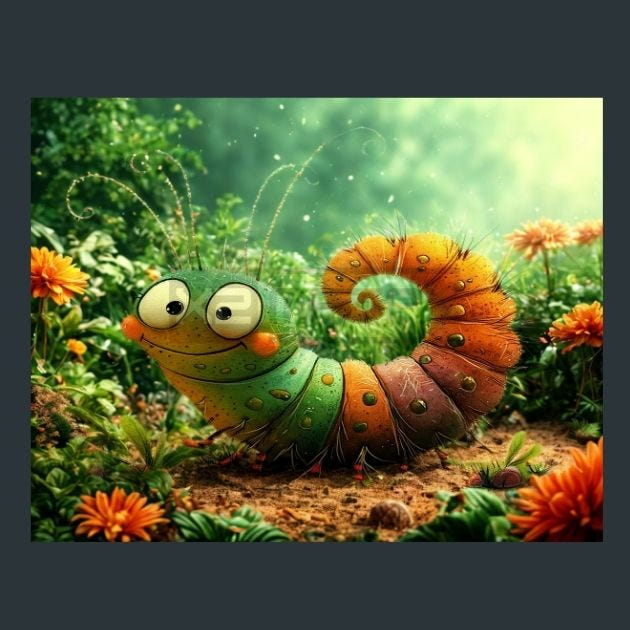 Caterpillar 12 Metal Wall Art and Desktop Mouse Pad by X2Metal
