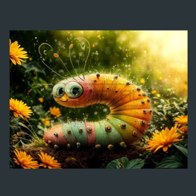 Caterpillar 13 Metal Wall Art and Desktop Mouse Pad by X2Metal