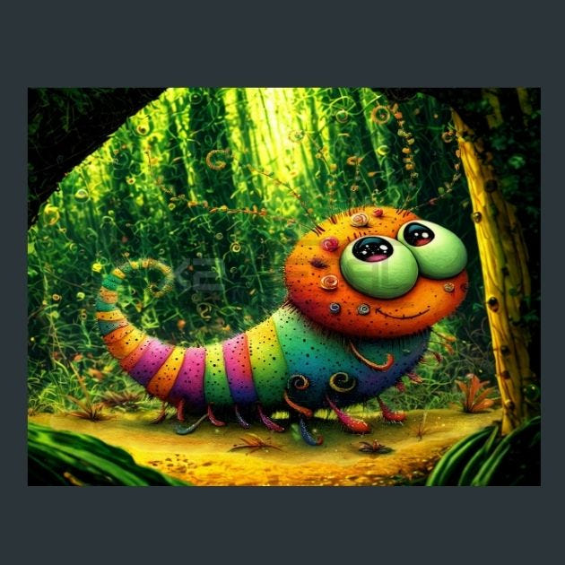 Caterpillar 2 Metal Wall Art and Desktop Mouse Pad by X2Metal
