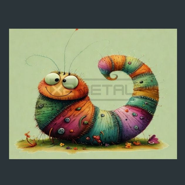 Caterpillar 3 Metal Wall Art and Desktop Mouse Pad by X2Metal