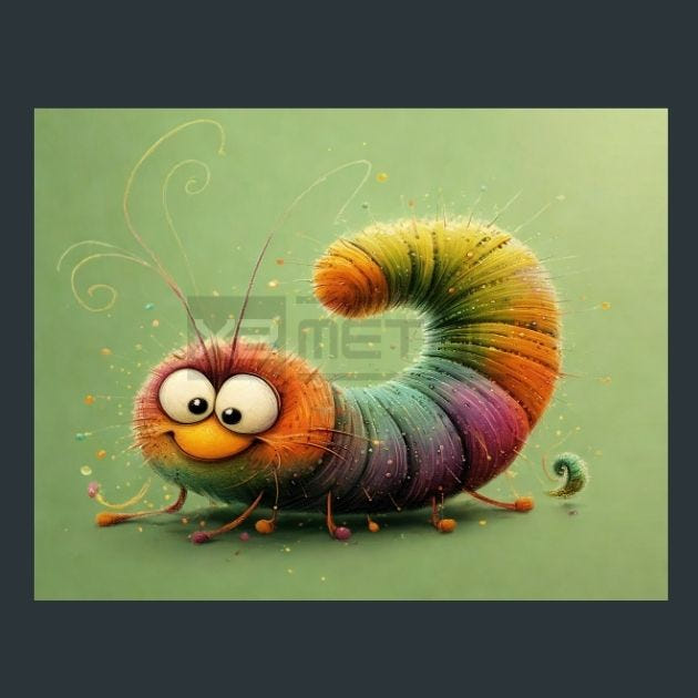 Caterpillar 4 Metal Wall Art and Desktop Mouse Pad by X2Metal