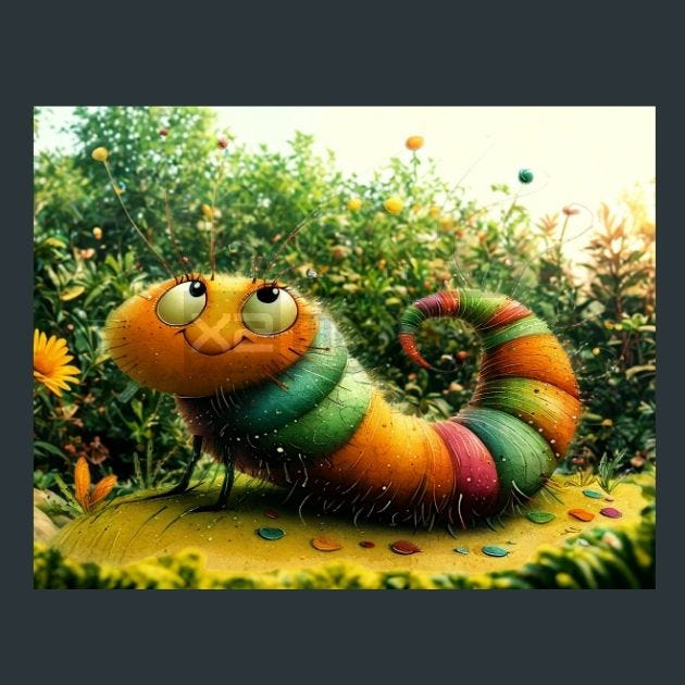 Caterpillar 5 Metal Wall Art and Desktop Mouse Pad by X2Metal