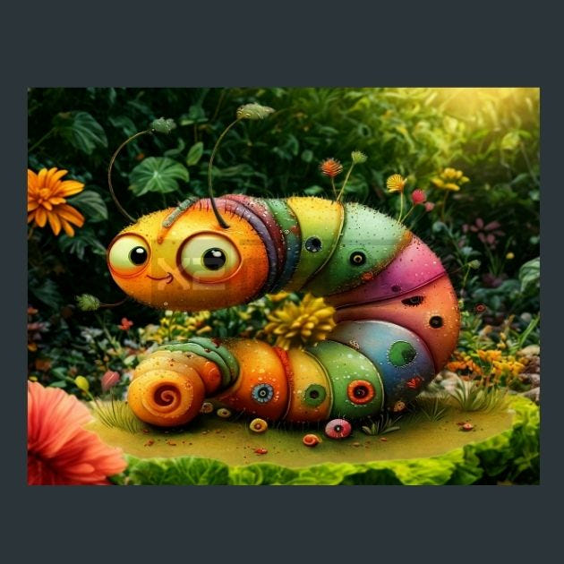 Caterpillar 6 Metal Wall Art and Desktop Mouse Pad by X2Metal