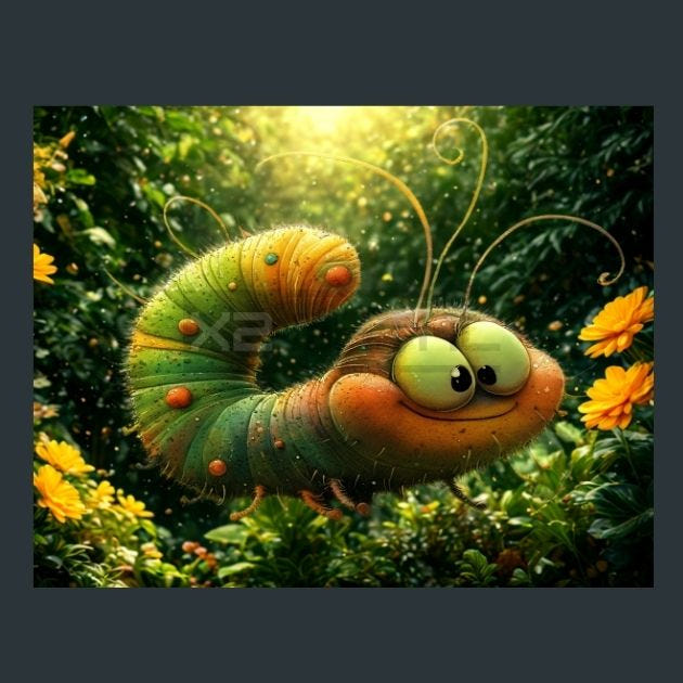 Caterpillar 7 Metal Wall Art and Desktop Mouse Pad by X2Metal