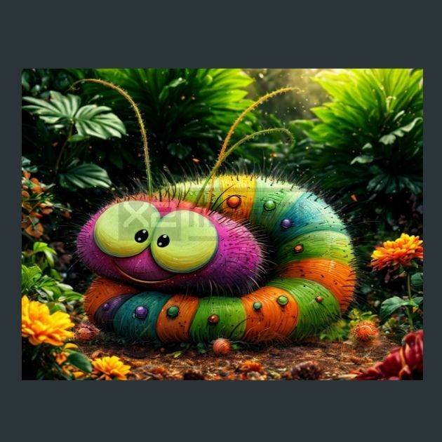 Caterpillar 8 Metal Wall Art and Desktop Mouse Pad by X2Metal