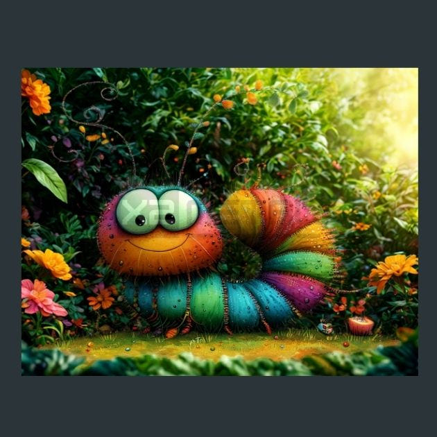 Caterpillar 9 Metal Wall Art and Desktop Mouse Pad by X2Metal