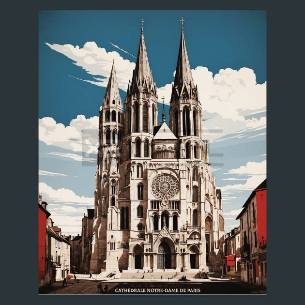 Cathédrale Notre Dame France Metal Wall Art and Desktop Mouse Pad by X2Metal