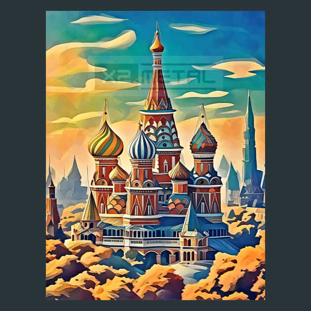 Cathedral of Moscow Metal Wall Art and Desktop Mouse Pad by X2Metal