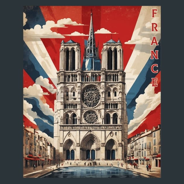 Cathedrale du Notredame France Metal Wall Art and Desktop Mouse Pad by X2Metal