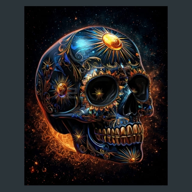 Celestial Sugar Skull Metal Wall Art and Desktop Mouse Pad by X2Metal
