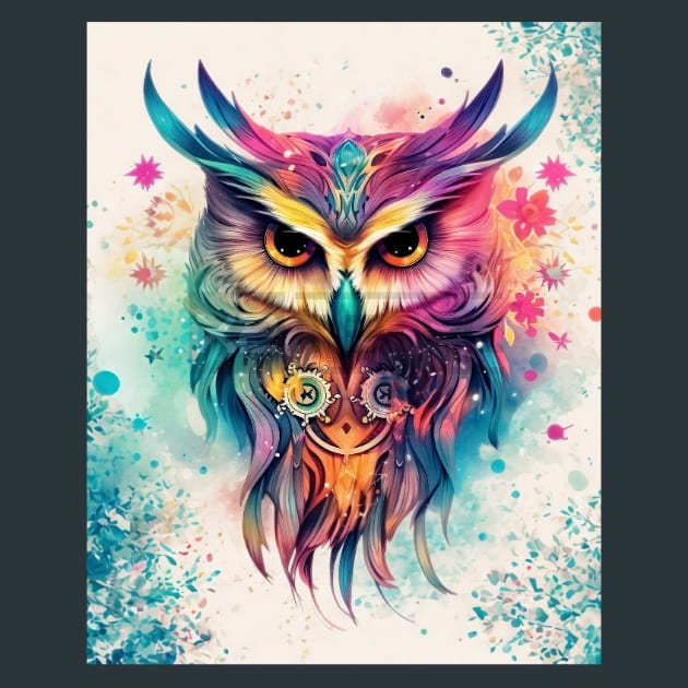 Celestial Owl 2 Metal Wall Art and Desktop Mouse Pad by X2Metal