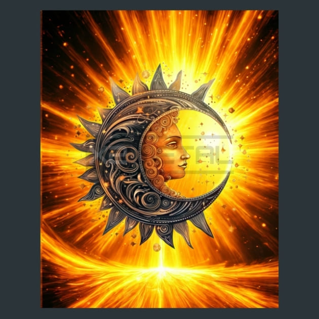 Celestial Sun Moon 11 Metal Wall Art and Desktop Mouse Pad by X2Metal