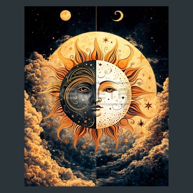 Celestial Sun Moon 12 Metal Wall Art and Desktop Mouse Pad by X2Metal