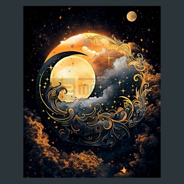 Celestial Sun Moon 14 Metal Wall Art and Desktop Mouse Pad by X2Metal