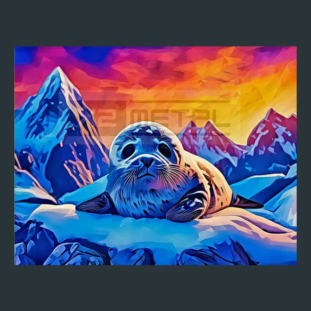 Celestial Sunset Seal – Metal Print &amp; Mouse Pad | ChromaLuxe | Made in Iowa USA