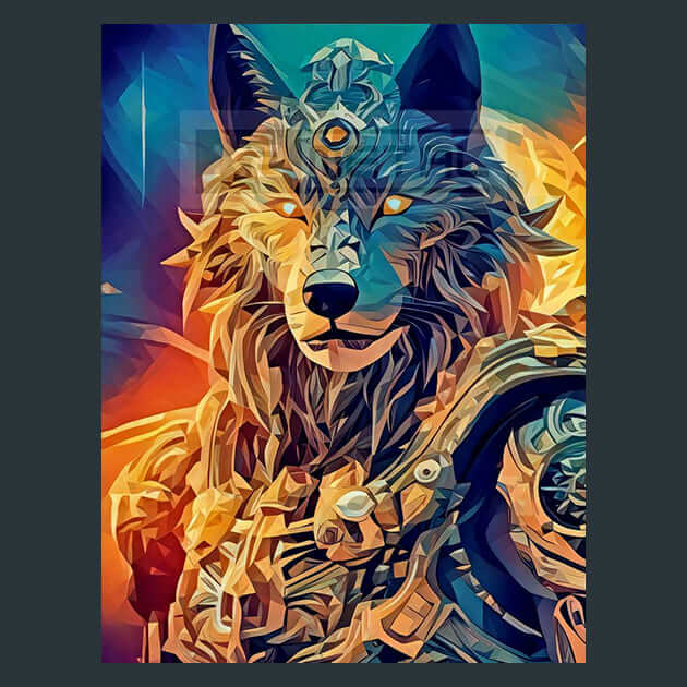 Celestial Wolf Guardian Metal Wall Art and Desktop Mouse Pad by X2Metal