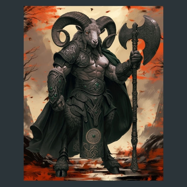 Celtic Ram Warriors - Alpha Animals Metal Wall Art and Desktop Mouse Pad by X2Metal