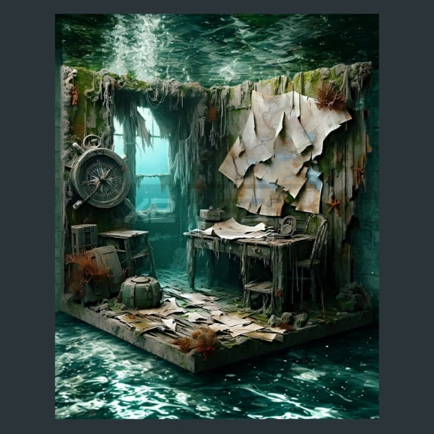 Chart-Room-Shipwreck-Relics-metal-prints-posters-mouse-pads
