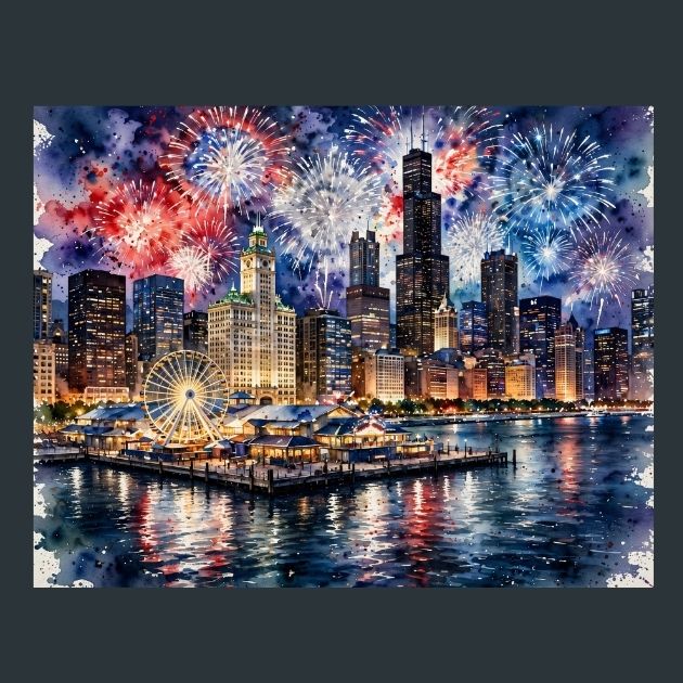 Chicago-Fireworks-Night-Metal-Print