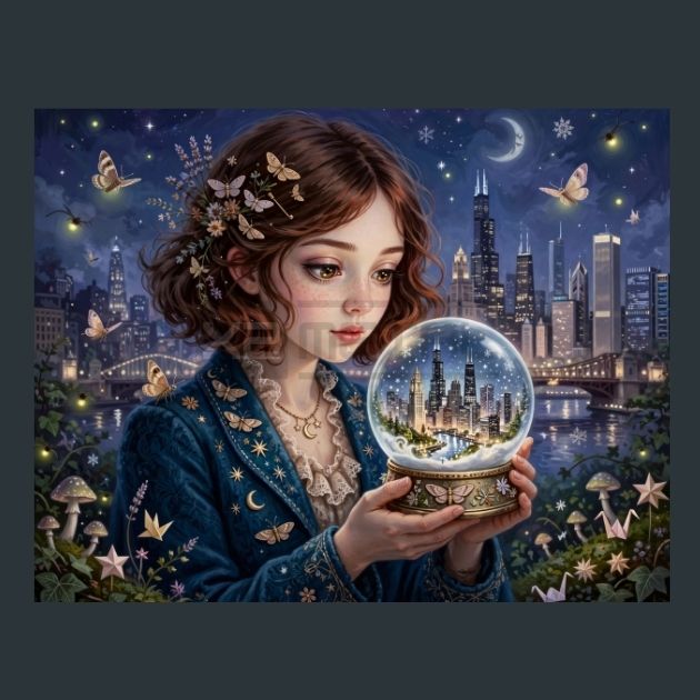 Chicago-Globe-Metal-Print