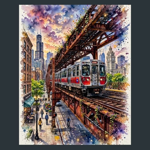 Chicago-L-Train-Dynamic-Metal-Print