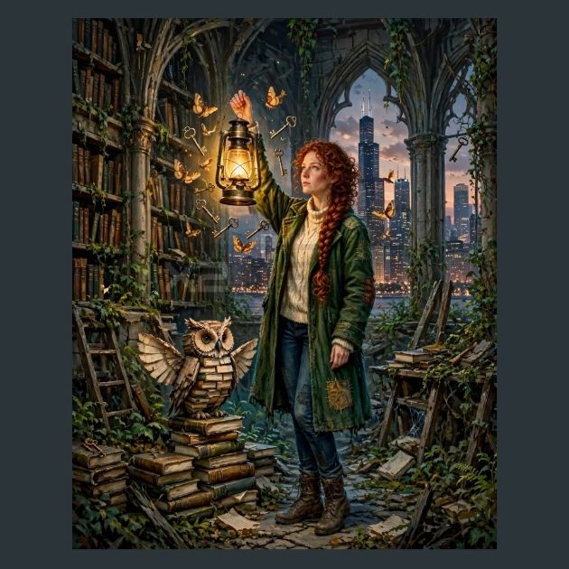 Chicago-Library-Fantasy-Metal-Print