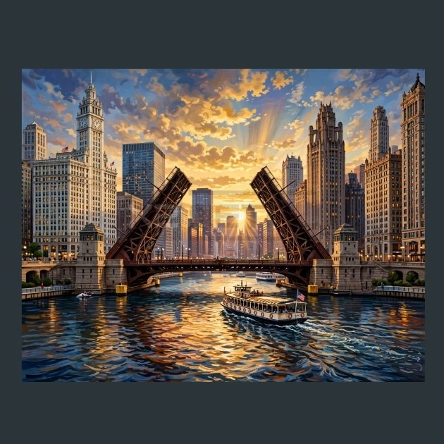 Chicago-River-Sunset-2-Metal-Print