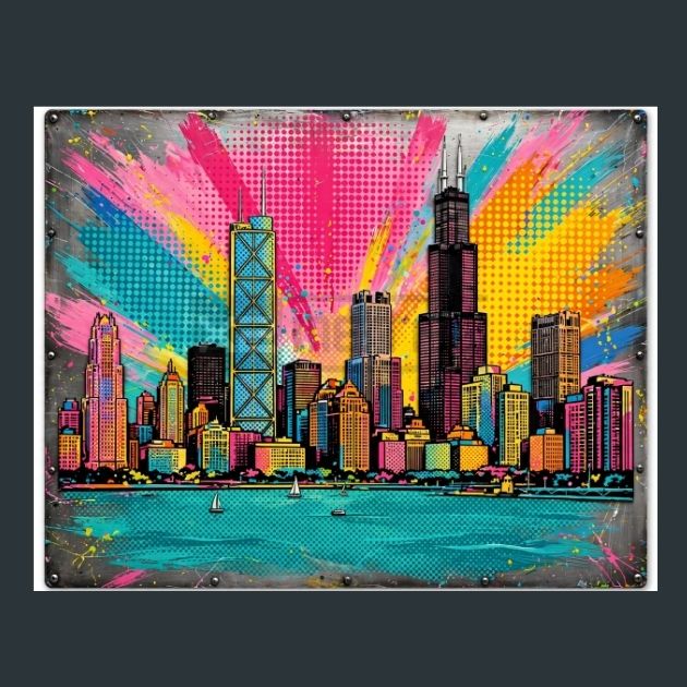 Chicago-Skyline-Pop-Metal-Print